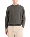 Emporio Armani Virgin Wool Allover Jacquard Chevron Design Sweater In Khaki Green