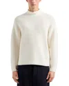 Emporio Armani Virgin Wool Allover Jacquard Striped Sweater In Calm White