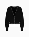 Emporio Armani Virgin Wool And Cashmere Cardigan With Oversized Metal Spheres In Black