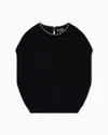 Emporio Armani Virgin Wool And Cashmere Top With Oversized Metal Spheres In Black