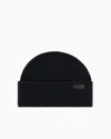 Emporio Armani Official Store Virgin Wool Beanie With Turned-up Brim In Navy Blue