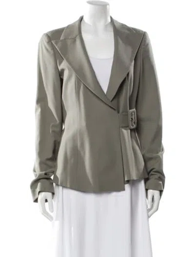 Pre-owned Emporio Armani Virgin Wool Biker Jacket In Gray