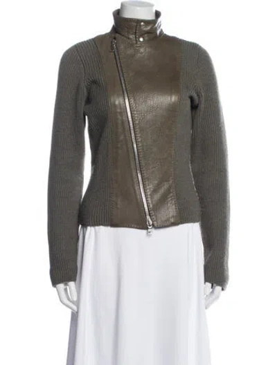 Pre-owned Emporio Armani Virgin Wool Biker Jacket In Green