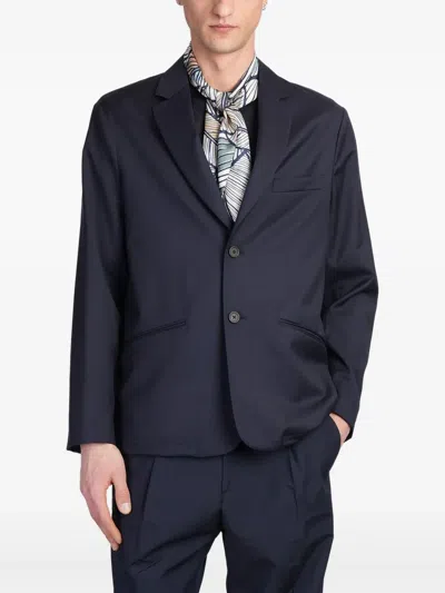 Emporio Armani Virgin Wool Blazer In Blue