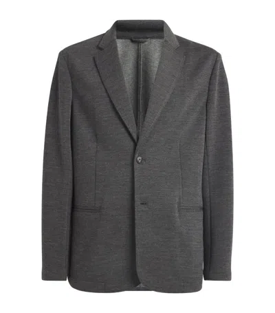 Emporio Armani Virgin Wool-blend Blazer In Grey