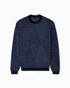 Emporio Armani Virgin Wool-blend Jumper With Op-art Jacquard With Oversized Diamonds In Blue
