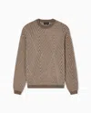 Emporio Armani Virgin Wool-blend Jumper With Op-art Jacquard With Oversized Diamonds In Brown
