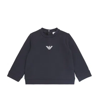 Emporio Armani Kids' Virgin Wool-blend Logo Sweatshirt In Black