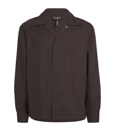 Emporio Armani Virgin Wool-blend Shirt In Green
