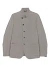 Emporio Armani Virgin Wool Blend Textured Fabric Jacket In Brown