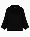 Emporio Armani Virgin Wool Cape In Black