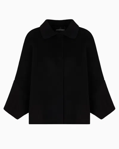 Emporio Armani Virgin Wool Cape In Black