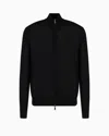 Emporio Armani Virgin-wool Full-zip Cardigan In Black