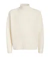 Emporio Armani Virgin Wool Allover Jacquard Striped Sweater In White