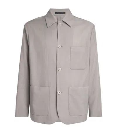 Emporio Armani Virgin Wool Jacket In Gray