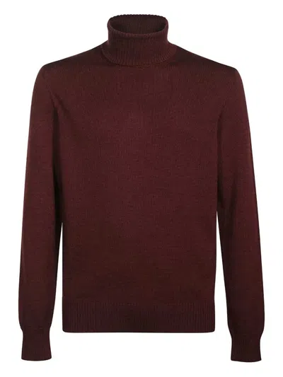 Emporio Armani Virgin Wool Turtleneck Sweater In Burgundy
