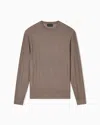Emporio Armani Virgin Wool Jumper With Embossed Jacquard Pattern In Brown