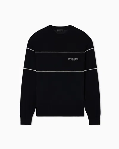 EMPORIO ARMANI VIRGIN-WOOL JUMPER WITH JACQUARD LOGO
