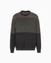 Emporio Armani Virgin Wool Jumper With Micro Jacquard Op-art Diamonds In Multi