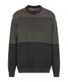 Emporio Armani Virgin Wool Jumper With Micro Jacquard Op-art Diamonds In Gray