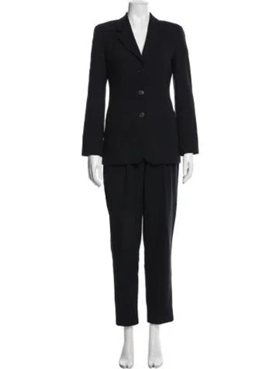 Pre-owned Emporio Armani Virgin Wool Pantsuit In Blue