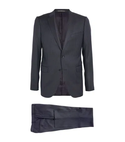 Emporio Armani Virgin Wool Pinstripe 2-piece Suit In Blue