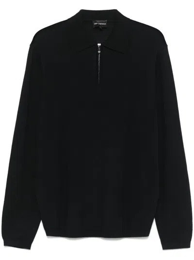 Emporio Armani Virgin-wool Polo Shirt In Blue