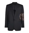 Emporio Armani Virgin Wool-silk Blazer In Black