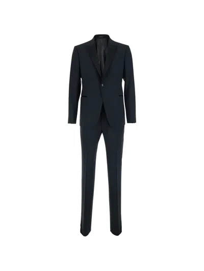 Emporio Armani Virgin Wool Single-breasted Suit In Blue