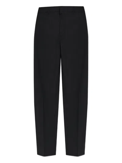 Emporio Armani Virgin Wool Straight-leg Trousers In Black