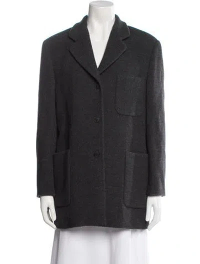 Pre-owned Emporio Armani Virgin Wool Striped Coat In Gray