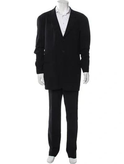Pre-owned Emporio Armani Virgin Wool Striped Two-piece Suit In Black