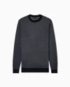 Emporio Armani Textured Dot Virgin Wool Crewneck Sweater In Black