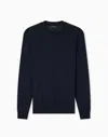 Emporio Armani Travel Essentials Plain-knit Virgin-wool Jumper In Blue