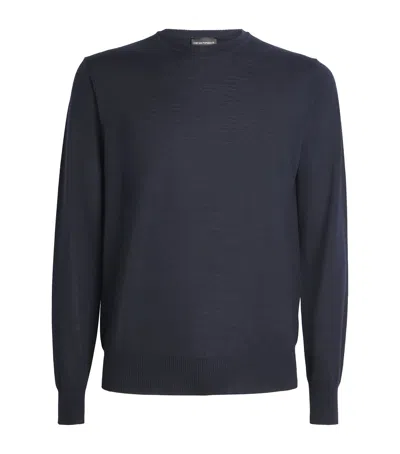 Emporio Armani Virgin Wool Sweater In Blue