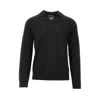 Emporio Armani Virgin Wool Sweater With Polo Collar In Black