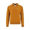 Emporio Armani Virgin Wool Sweater With Polo Collar In Brown