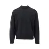 Emporio Armani Virgin Wool Sweater With Stripes In Black