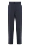 Emporio Armani Virgin Wool Tailored Trousers In Blue