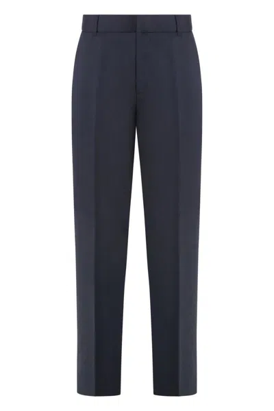 Emporio Armani Virgin Wool Tailored Trousers In Blue