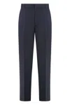 Emporio Armani Virgin Wool Tailored Trousers In Blue