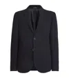 Emporio Armani Virgin Wool Textured Blazer In Blue