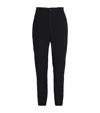 Emporio Armani Virgin Wool Textured Tailored Trousers In Blue