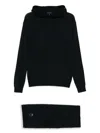 Emporio Armani Virgin Wool Trousers And Hoodie Set In Blue