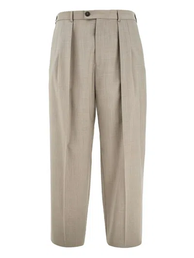 Emporio Armani Virgin-wool Trousers In Brown