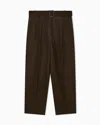 Emporio Armani Virgin Wool Trousers With Belt In Brown