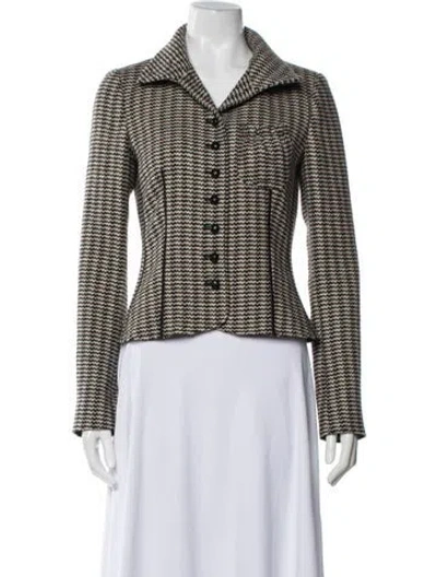 Pre-owned Emporio Armani Virgin Wool Tweed Pattern Blazer In Multi