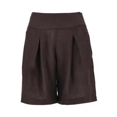 Emporio Armani Viscose And Linen Shorts In Brown