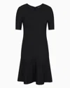 Emporio Armani Viscose Crêpe Jersey Dress With Frill In Black