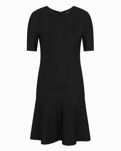 Emporio Armani Viscose Crêpe Jersey Dress With Frill In Black